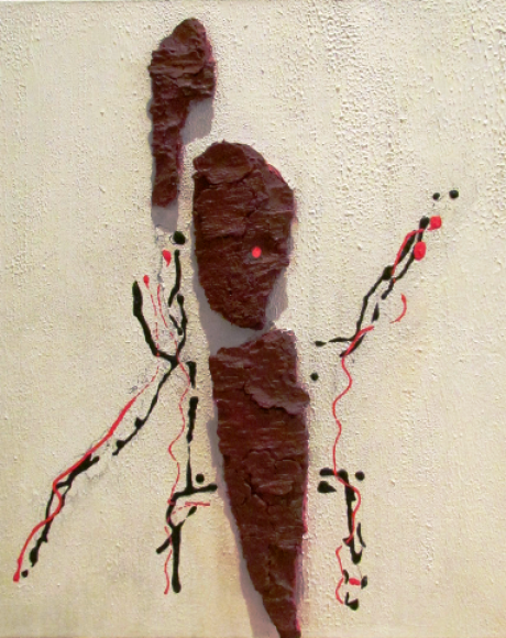 luca leonardo (2013) baum rinden mann [40 x 40] acryl on canvas_web gross